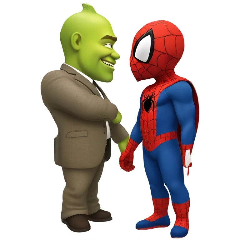 create an emoji of shrek kissing spiderman emoji