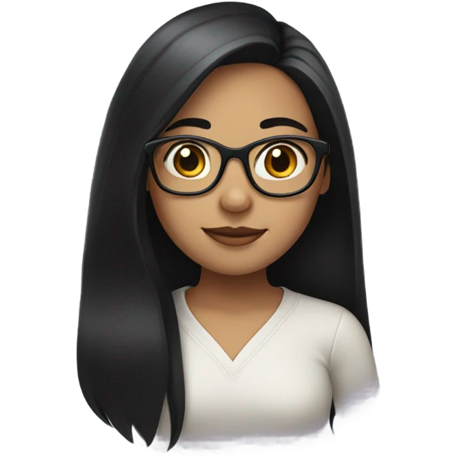 long haired girl with glasses and black hair and fair skin emoji