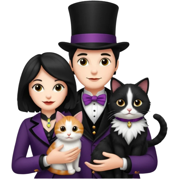 magician couple and their pet cat emoji