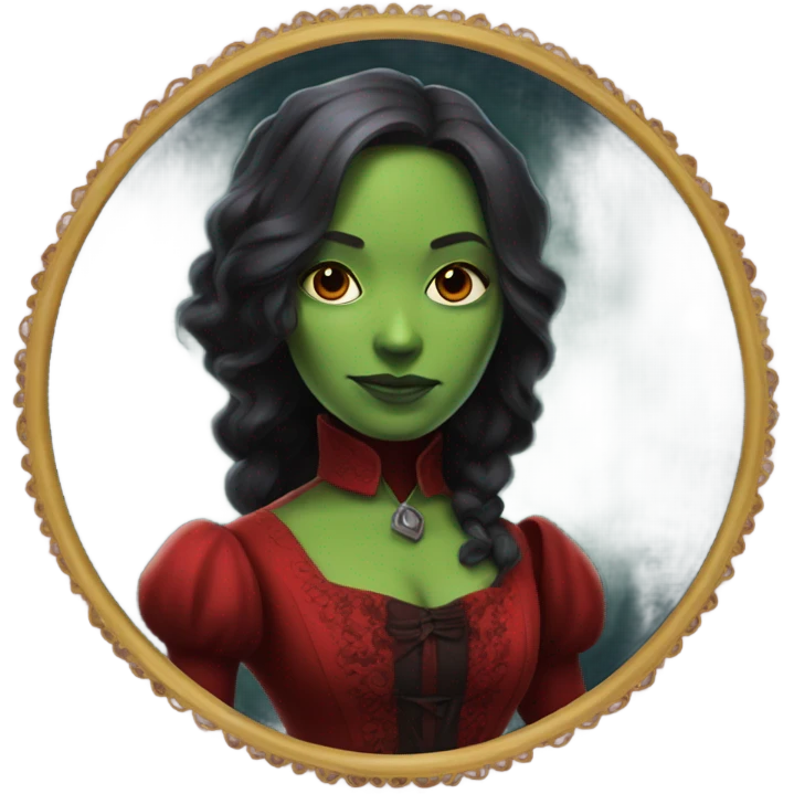 gamora in Victorian dress elegant red full body  emoji