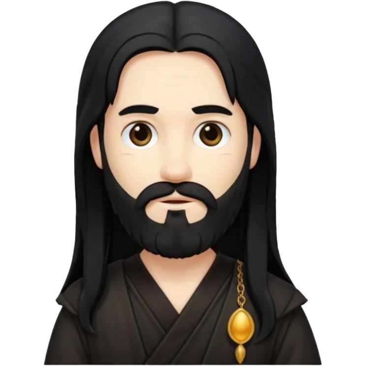Pluto from Olympus Gods with long black hair and beard, black tunic emoji