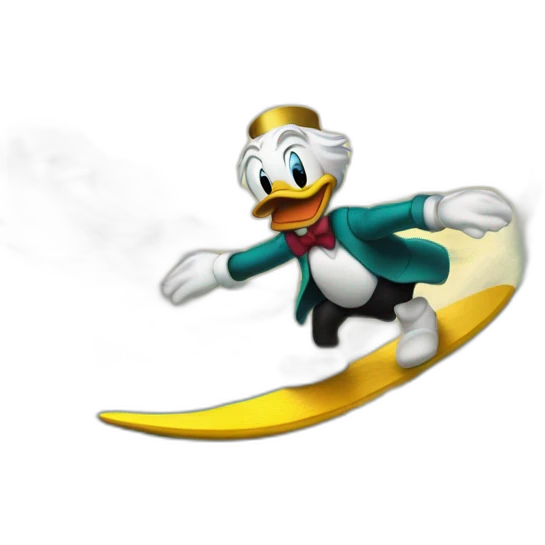 Scrooge McDuck surfing gold waves emoji