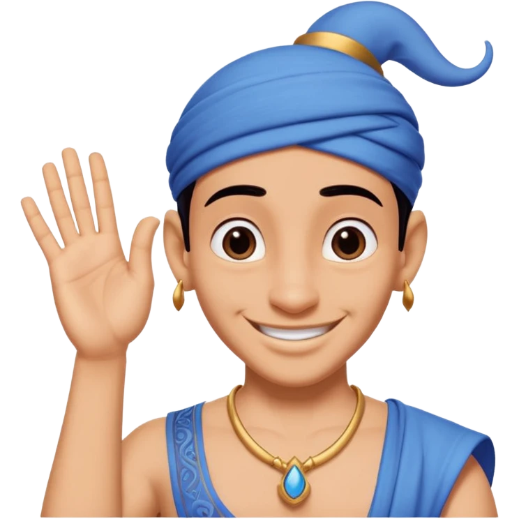 Genie from Aladdin. make several options for the genie from alladin cartoon for the further animation, i want that he shows the like sign with his left hand and smiles emoji