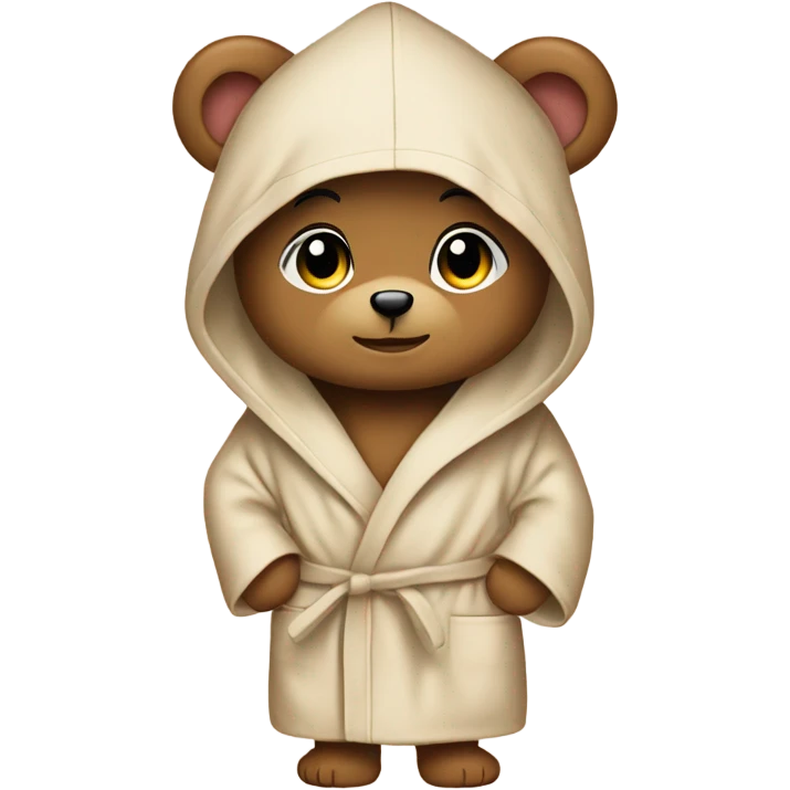 Baby teddy bear beige bathrobe with hoodie emoji