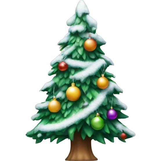 Christmas tree with snow and decorations  emoji
