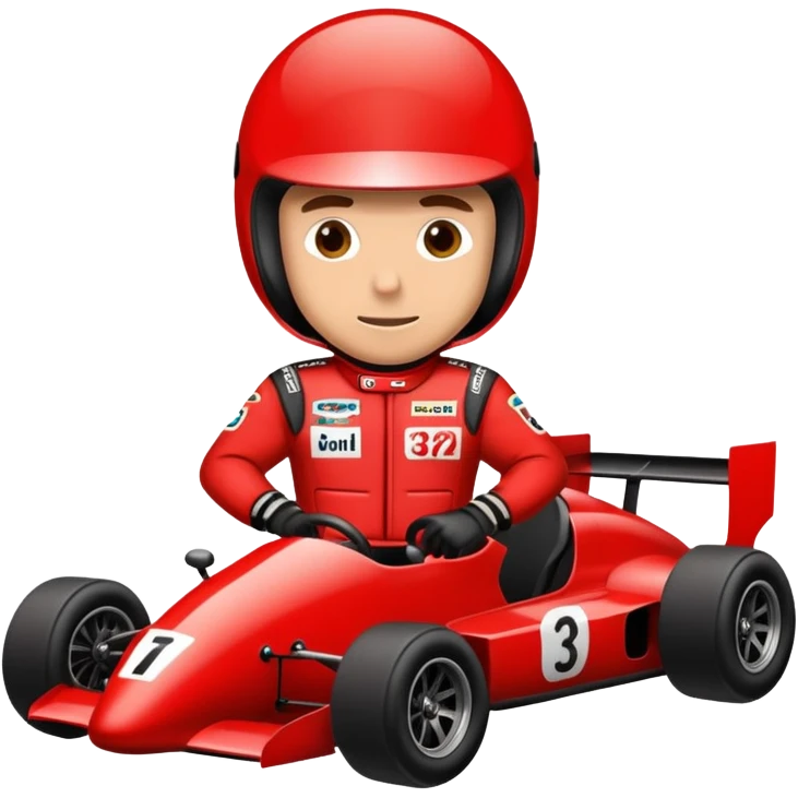 Racing car with a man emoji