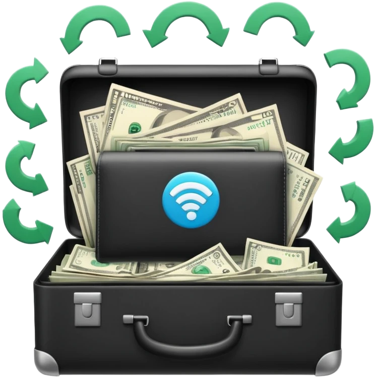 open wifi money filled briefcase emoji