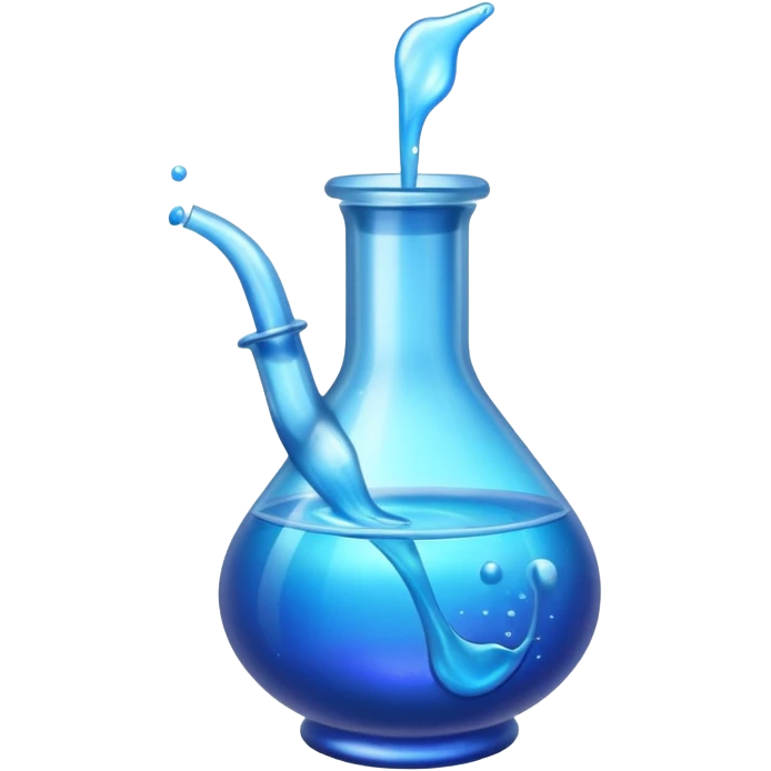 Blue potion bottle open with the liquid falling out (Upside-down with no cork and w/o handle) emoji