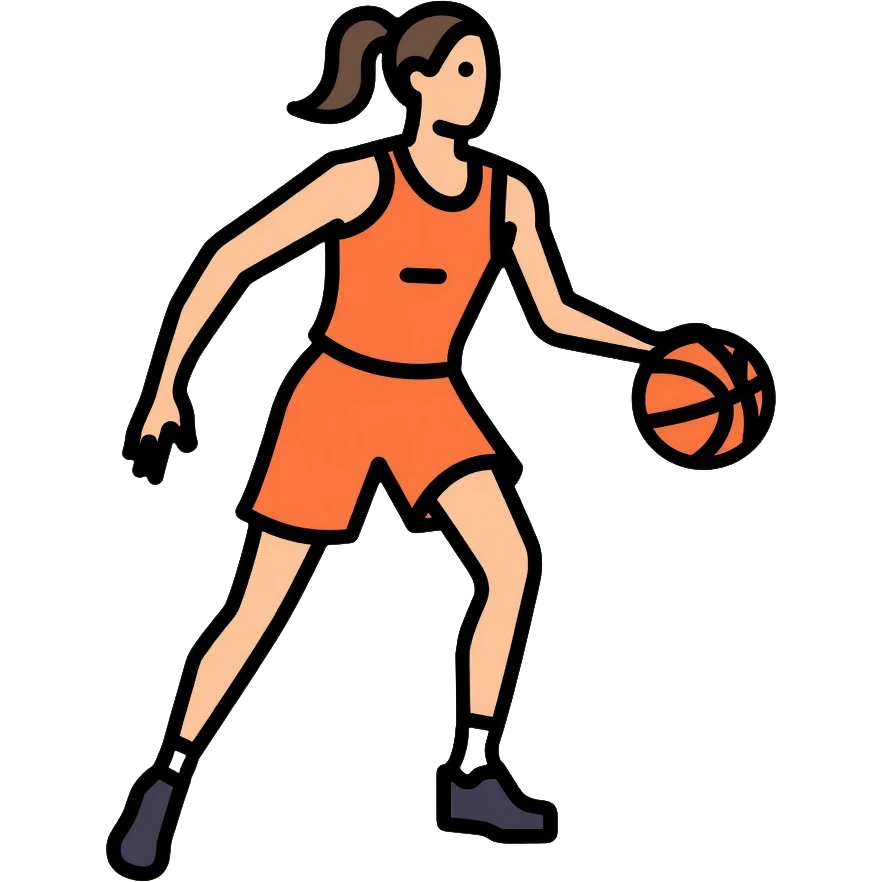 female basketball player dribbling a basketball emoji