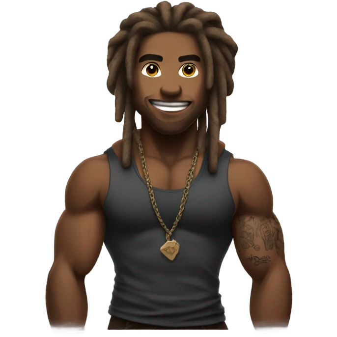 Flexing brown with tattoos and dreadlocks  emoji