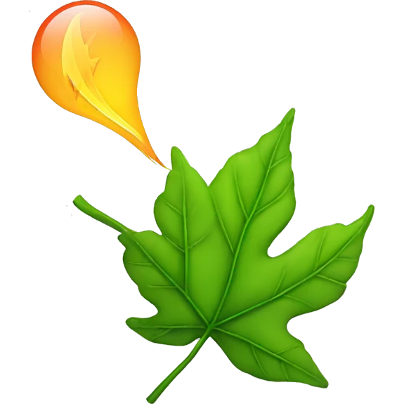 Leaf floating in the wind and a lighter emoji