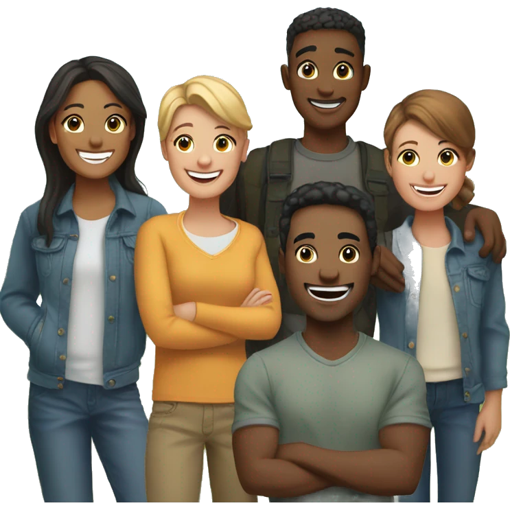smiling group of friends outdoors emoji