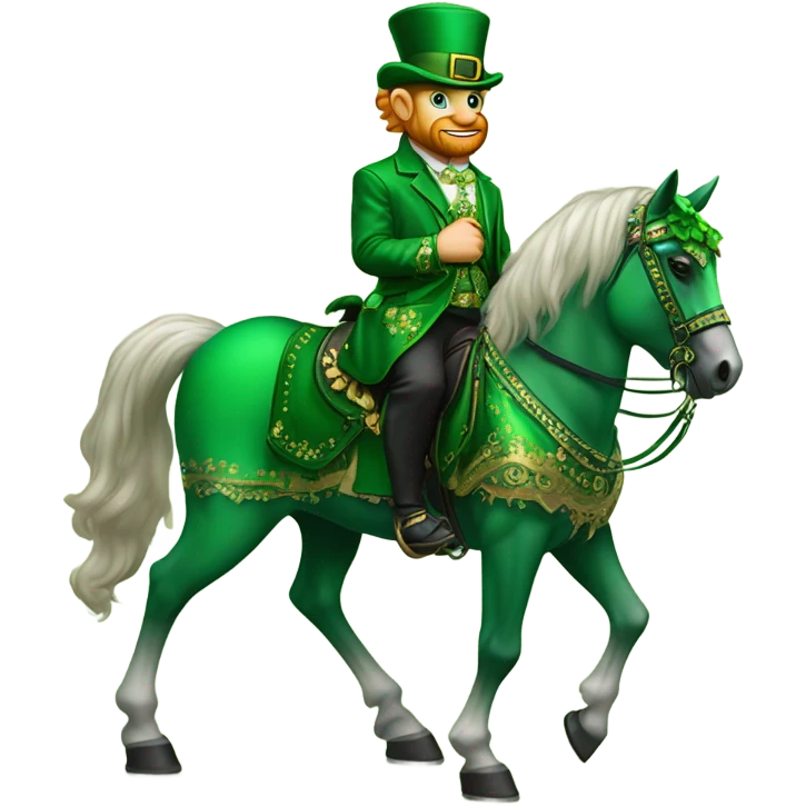 Leprechaun riding  gala horse emoji