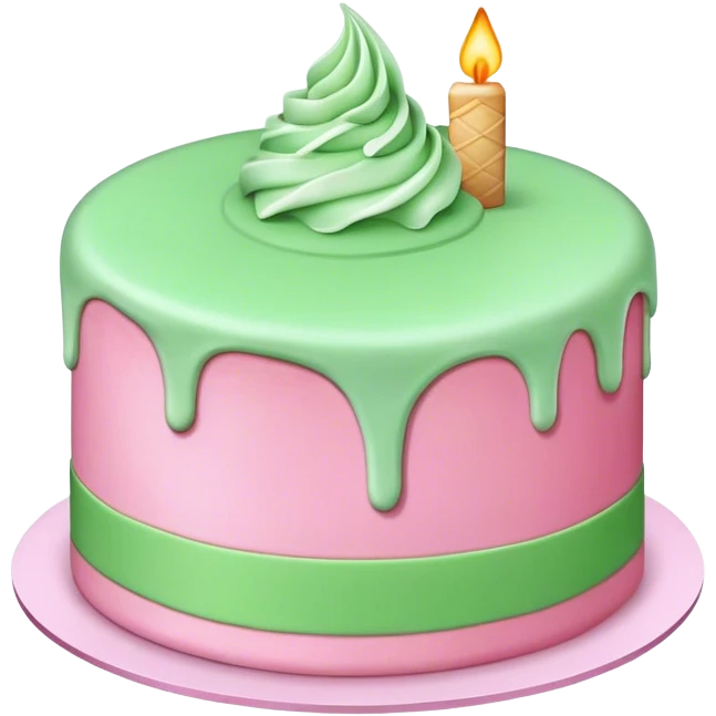 Pink cake with green cream emoji