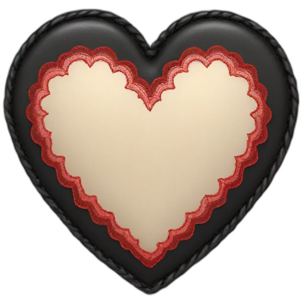 Black leather heart with red lace border emoji