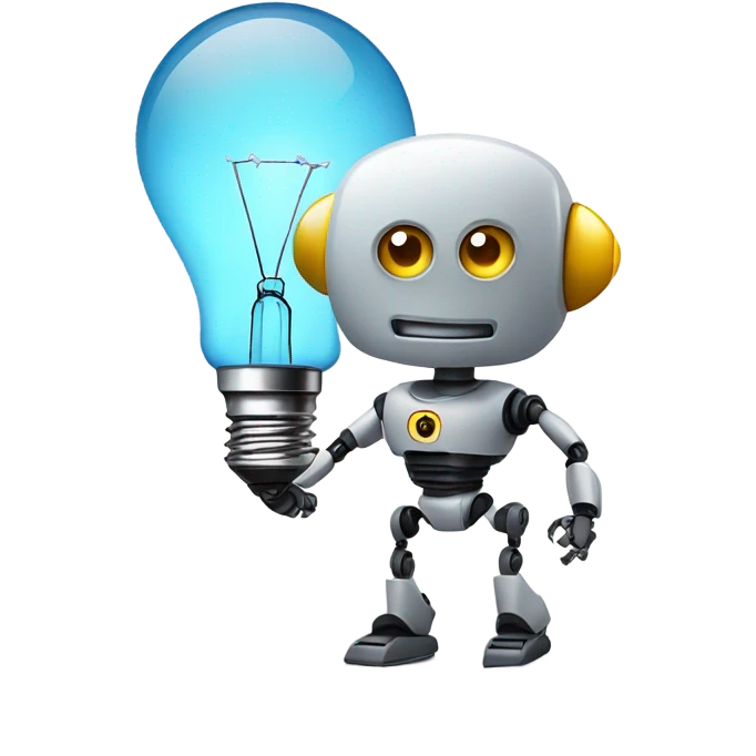robot and a light bulb emoji