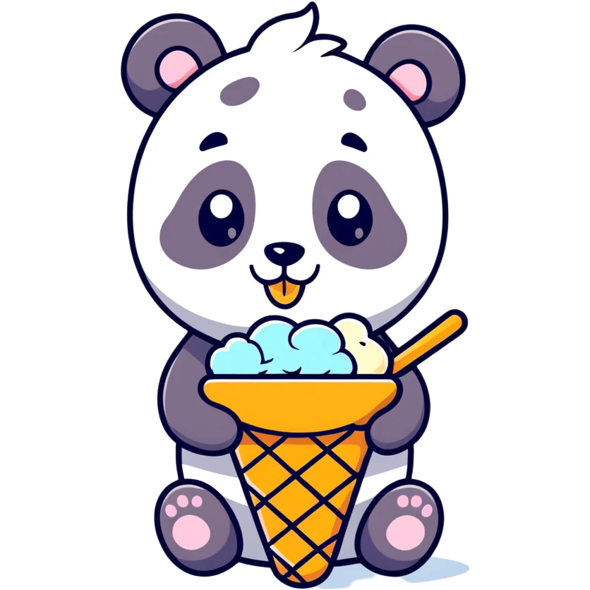 Panda eating ice cream emoji