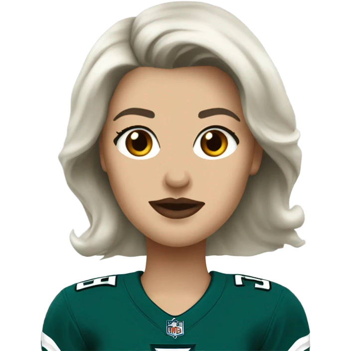 White female dark hair red lips wearing Philadelphia Eagles jersey emoji