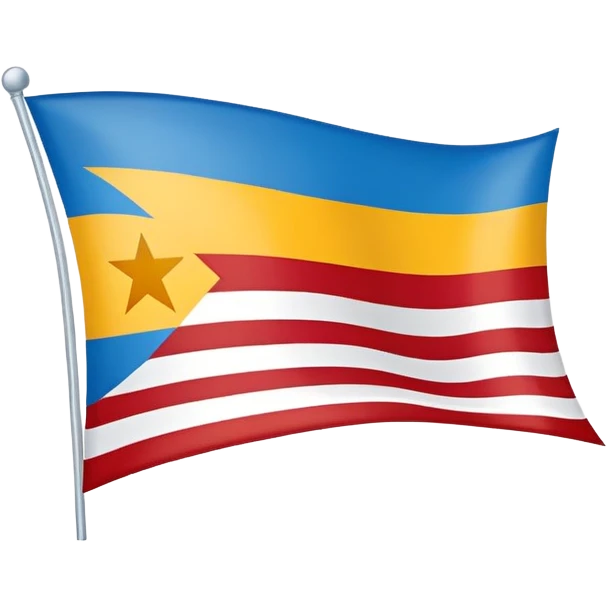 Catalonian estelada flag, minimal emoji version, flat colors, geometric shapes, blue triangle, white star, red and yellow stripes emoji