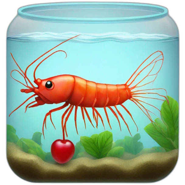Shrimp red cherry in aquarium emoji