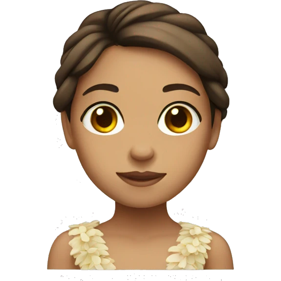 White hula girl with brown hair and brown eyes emoji