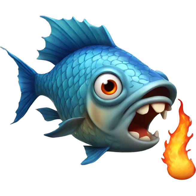 Angry fish blowing fire emoji