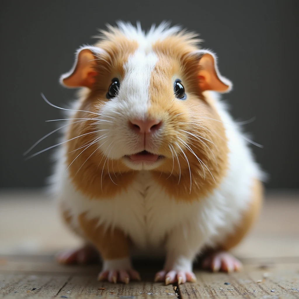 a natural-looking guinea pig with boba pearls, realistic details, photorealistic style emoji
