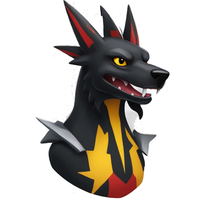 Black Cool Edgy Nargacuga-Houndoom-Garchomp Fakémon  with White and Red and yellow and black Edgy markings emoji