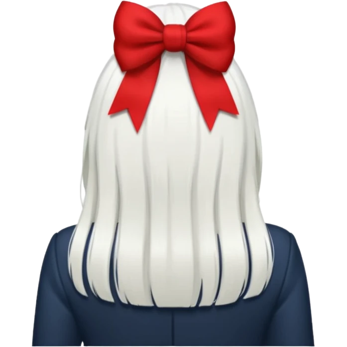 back view of white hair with red bo emoji
