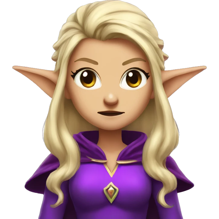 mad angry angry sad Noble female Elf with Elf ears and blonde hair and purple robes emoji