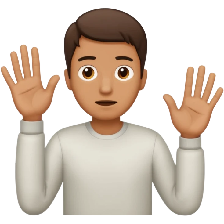 Confused guy with a 6 above his left hand and a 7 above his right hand emoji