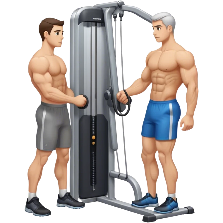 side-view man standing cable-machine tricep-pushdown emoji