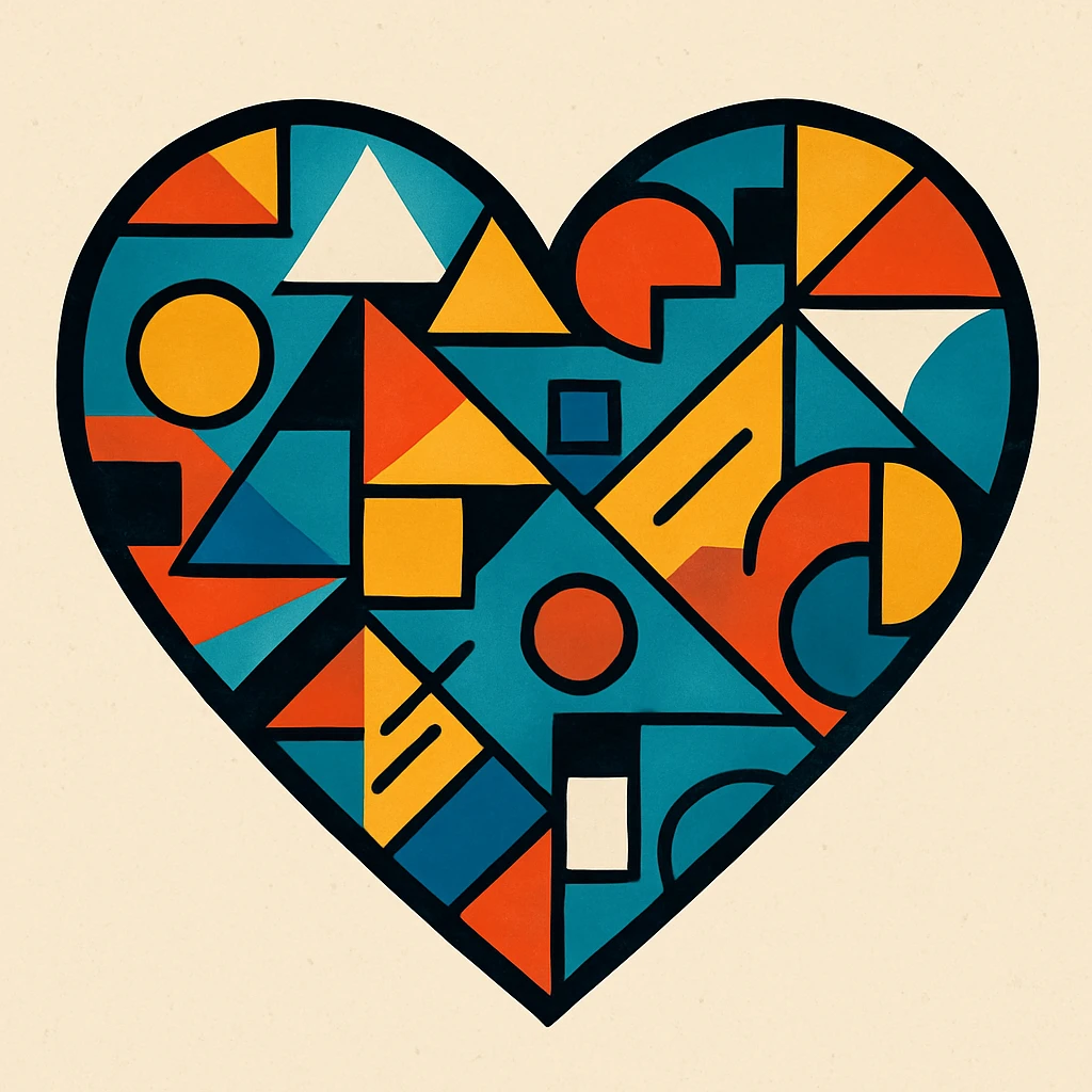 heart with abstract geometric shapes emoji