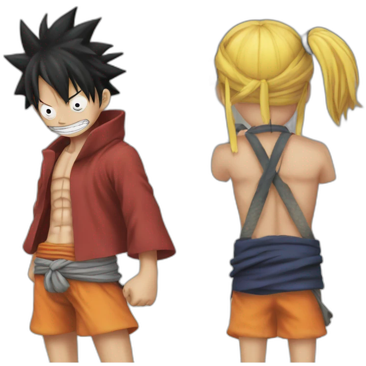 Luffy qui embrasse Naruto emoji