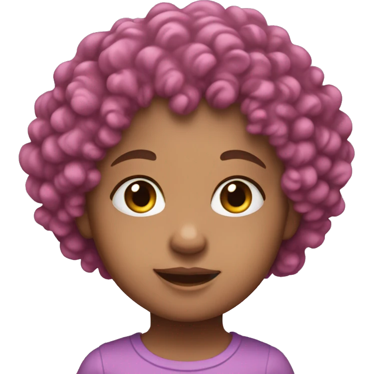 European, purple curly hair, baby, pink clothing. emoji