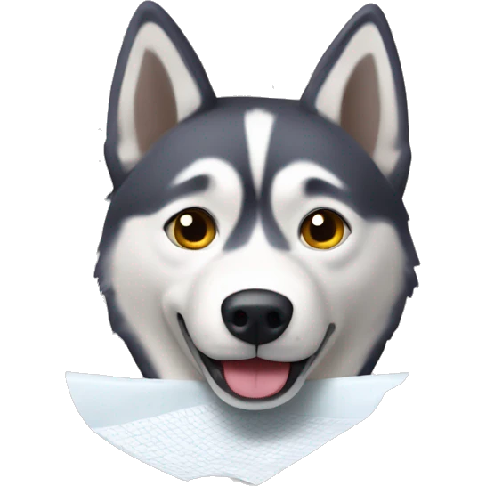 Husky qui mange du papier toilette emoji