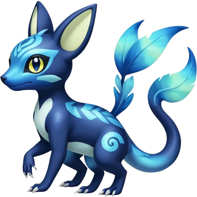 Colorful Iridescent Exotic Salandit-Meowstic-Umbreon-Fakémon-hybrid-creature (full body)  emoji