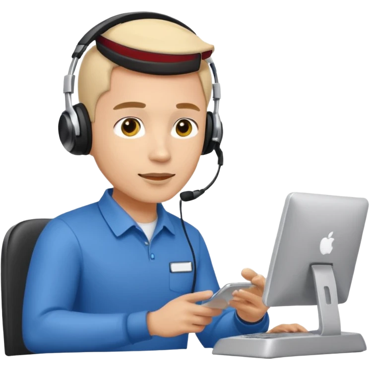 A male customer who has a product service request wanting information on one of two products? emoji