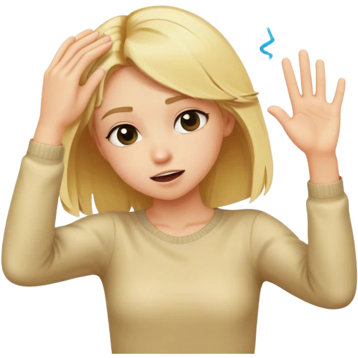 a blond girl doing a dab emoji