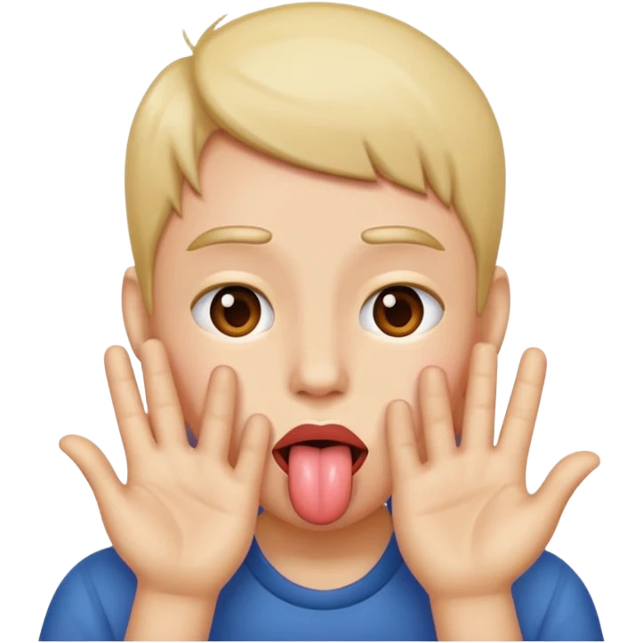 Tounge out with hands next to it emoji