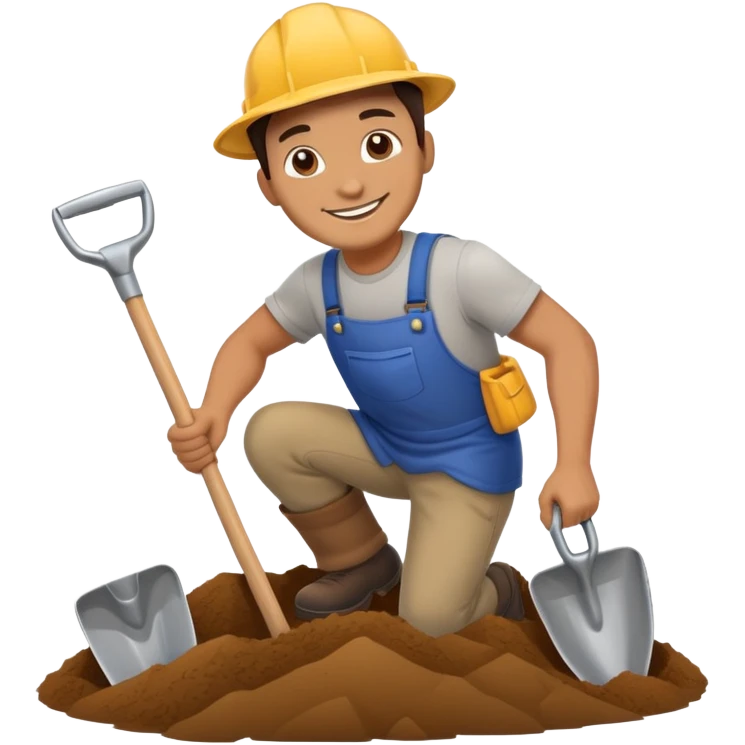 smiling man digging with a shovel emoji