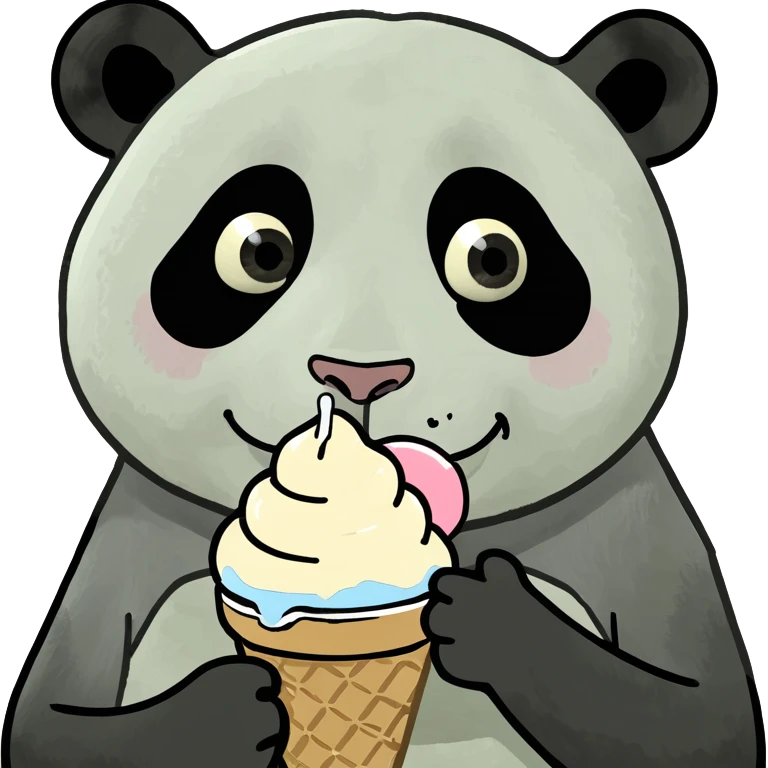 Panda eating ice cream emoji