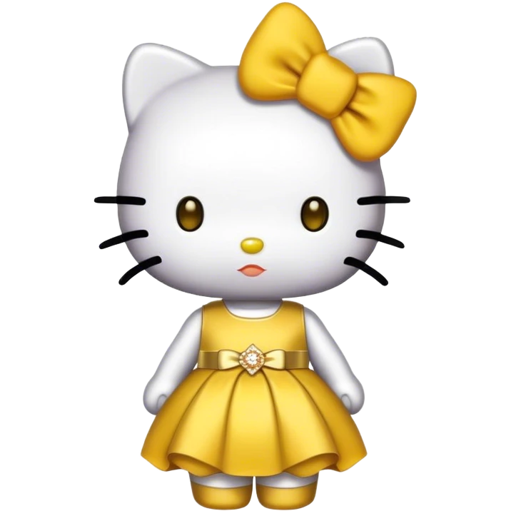 hello kitty wearing a gold and yellow dress emoji