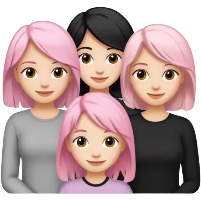 Girlfriend emoji - 5 white girlfriends, 1 with pale pink hair, 2 with black hair, 1 with medium blonde hair  emoji