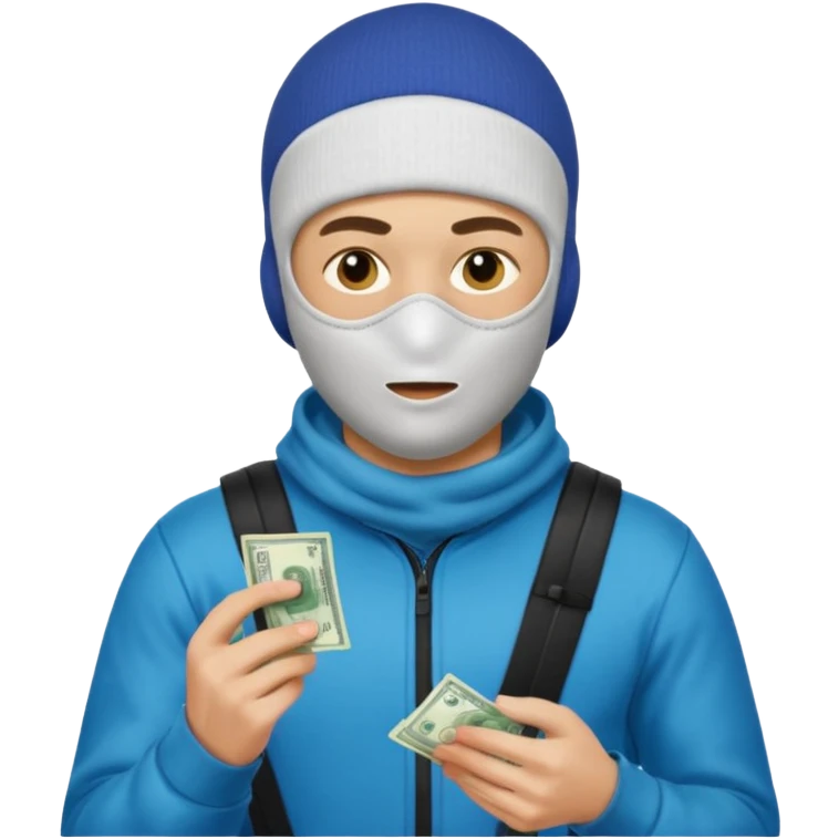 young man with a skimask doing a Money spread emoji
