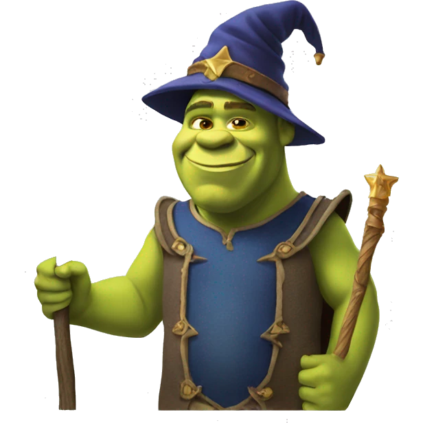Shrek with wizard wand  emoji
