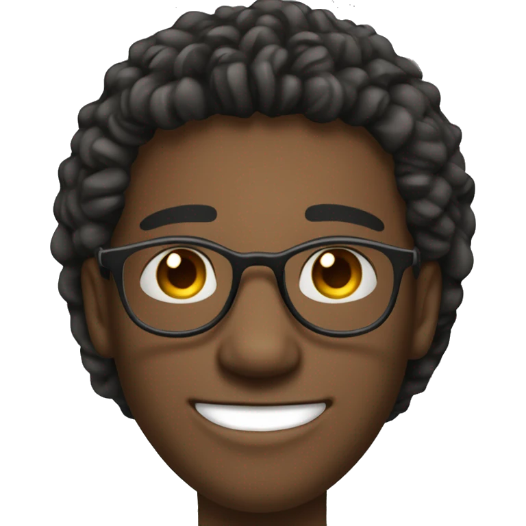 young man of about 20 years old, networker and trader with circular glasses, smiling and straight hair emoji