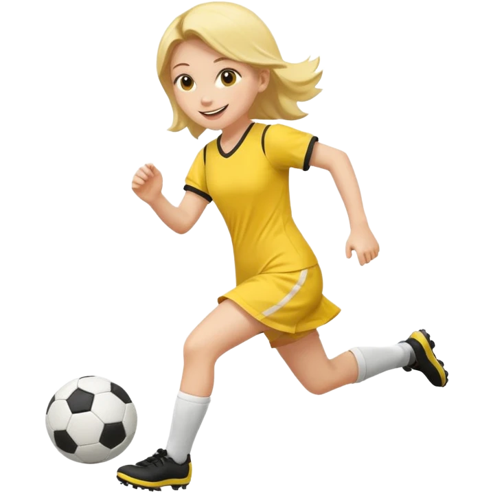kids play soccer in yellow dress emoji