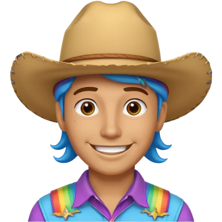 White Cowboy with rainbow hat emoji