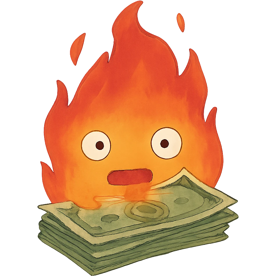 ghibli style money fire emoji